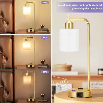 Industrial Touch Lamps for Nightstand Set of 2, 3-Way Dimmable Bedside Lamp