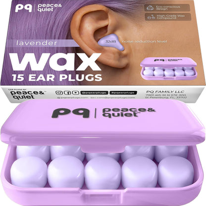 Peace&Quiet | PQ Wax Ear Plugs for Sleeping, Swimming - Soft Noise Cancelling Silicone Gel Wax Earplugs for Sleep and Swimmers, Sound Blocking Level of 32 Db, Color: Blue