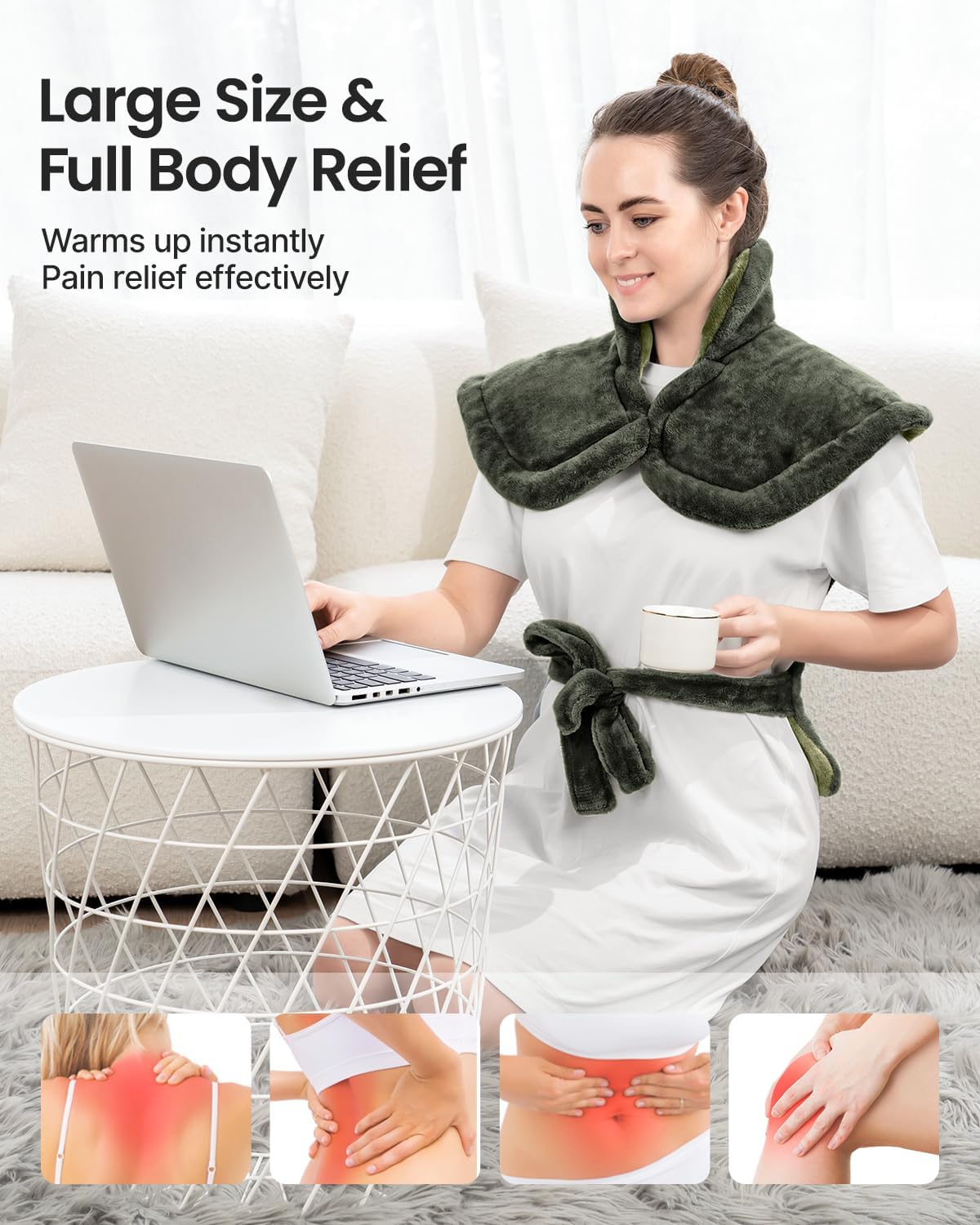 RENPHO Fathers Day Dad Gifts, Electric Heating Pad - 6 Heat Levels for Neck Shoulder and Back, Birthday Gifts for Women Men, Weighted Pad for Snug Fit, ETL Certified, FSA Eligible, 24"x33" Gray
