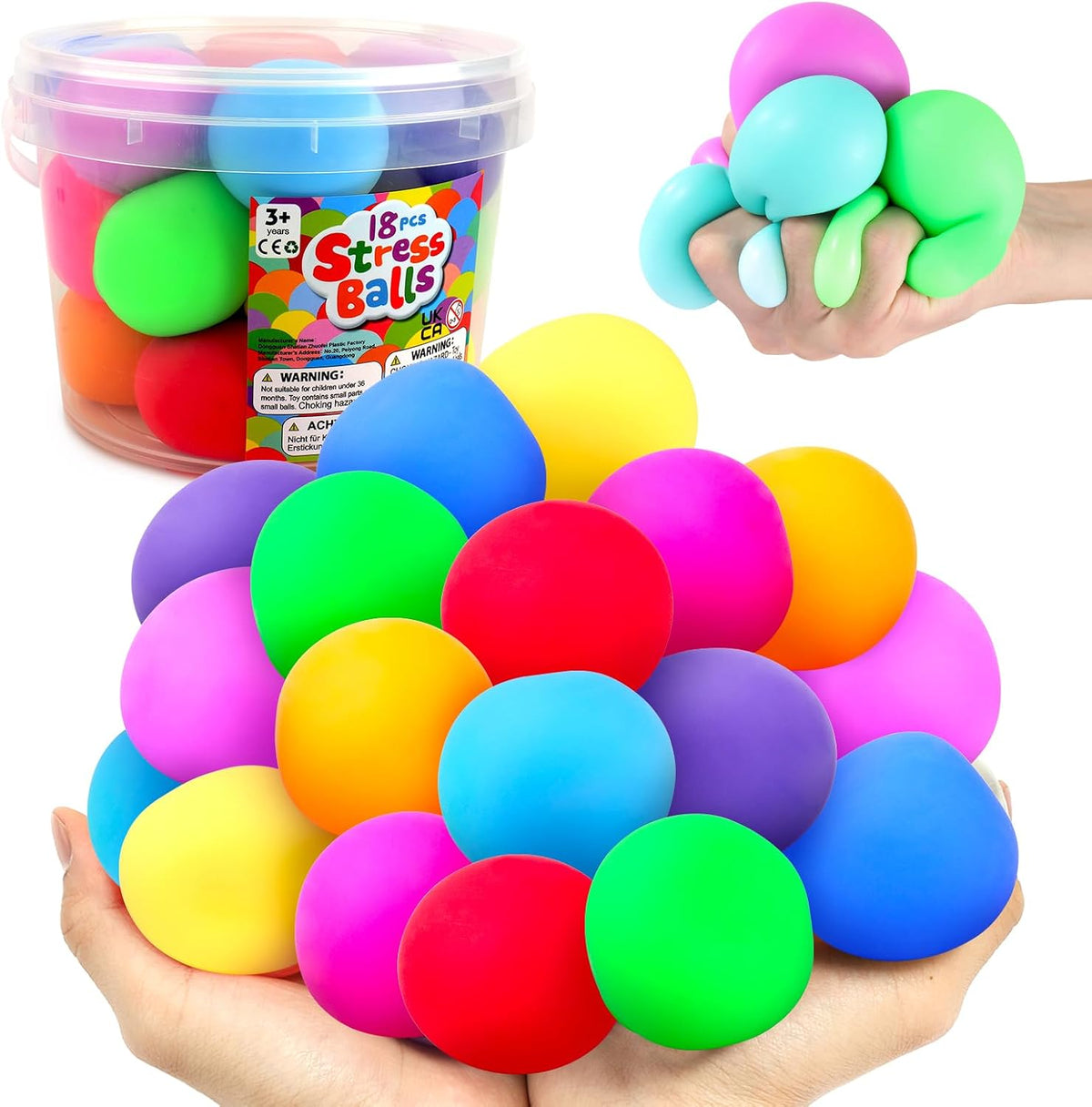 Squishy Stress Balls for Kids Adults: 18 Pack Fidget Toy Bulk for Prize