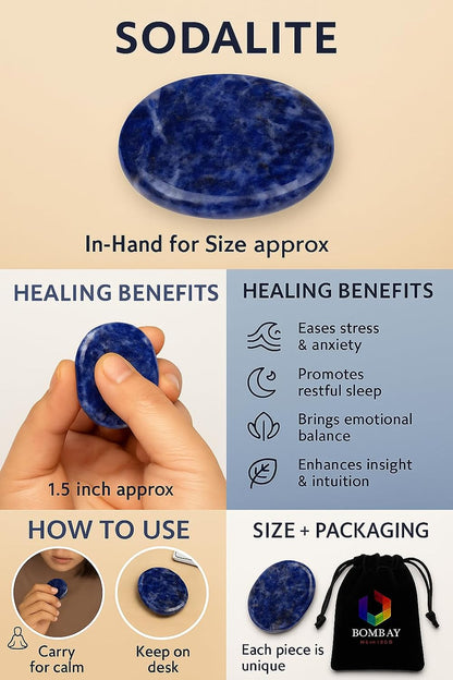 Natural Polished Thumb Palm Crystal for Meditation, Labradorite Worry Stone for Stress Relief, Anxiety Support & Pocket Reiki Healing