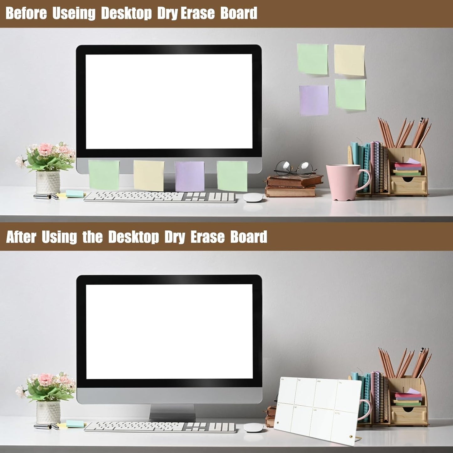 Desktop Acrylic Weekly Planner Whiteboard with Stand,12"X6"-Small,Dry Erase Weekly Planner for Desk,Acrylic Desk Calendar Dry Erase,Pink Dry Erase Board for Office Home School-ZMZL-P-1530