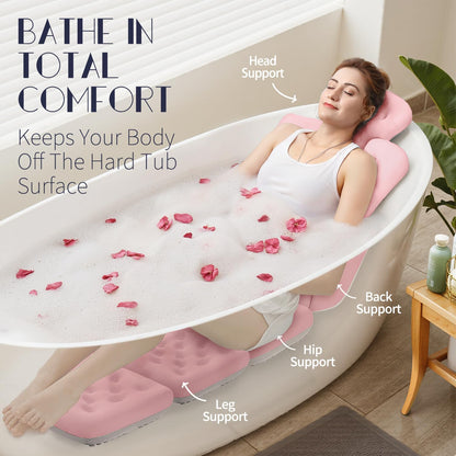 Full Body Bath Pillow for Bathtub, Thick Bathtub Cushion, Luxury Tub Pillow for Bath for Headrest Neck and Back Support White 51" x 16"