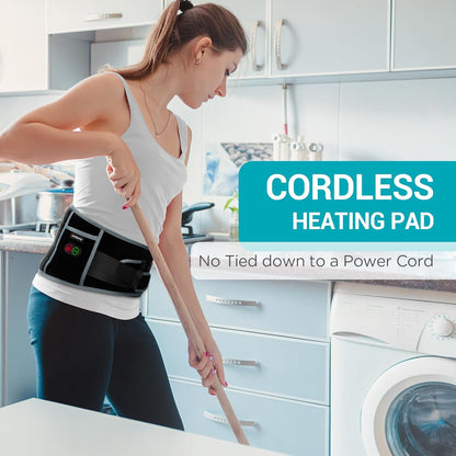 Comfytemp Cordless Heating Pad with Massager for Back, Birthday Gifts for Women Men, FSA Eligible HSA Portable Lower Back Massager Rechargeable Wireless Electric, Mom Dad Seniors 3 Heat 30mins Off