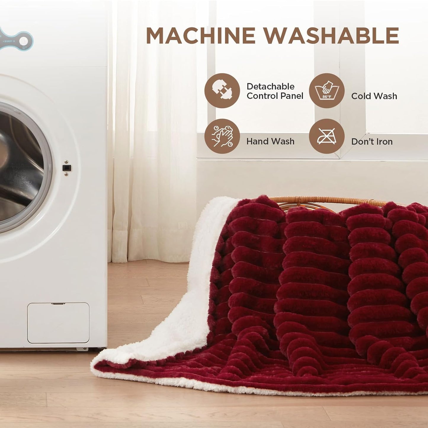 Westinghouse Heated Throw Blanket, Electric Blanket Throw with 6 Heating Levels and 2-10 Hours Time Settings, Flannel to Sherpa Super Cozy Heated Blanket Machine Washable, 50x60 inch, Charcoal