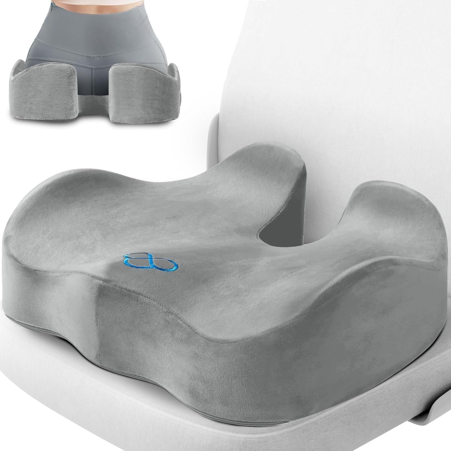 CushyOasis Seat Cushion, Gel Chair Cushions, Office Chair Cushions, Anti-Slip Bottom & Removable Cover Tailbone Pain Relief Cushion, Memory Foam Seat Cushion for Office, Wheelchair, Car (Black)