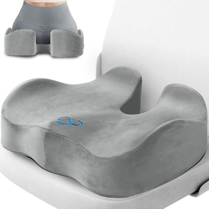 CushyOasis Seat Cushion, Gel Chair Cushions, Office Chair Cushions, Anti-Slip Bottom & Removable Cover Tailbone Pain Relief Cushion, Memory Foam Seat Cushion for Office, Wheelchair, Car (Black)