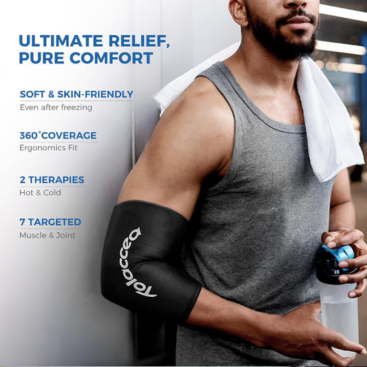 Tolaccea Hot & Cold Therapy Flexible Ice Packs Cold Therapy Compression Sleeve Reusable Gel Pack for Injury Cold Wrap for Knee Calf Elbow (Large (Pack of 1), Blue)