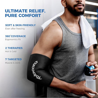 Tolaccea Hot & Cold Therapy Flexible Ice Packs Cold Therapy Compression Sleeve Reusable Gel Pack for Injury Cold Wrap for Knee Calf Elbow (Large (Pack of 1), Blue)