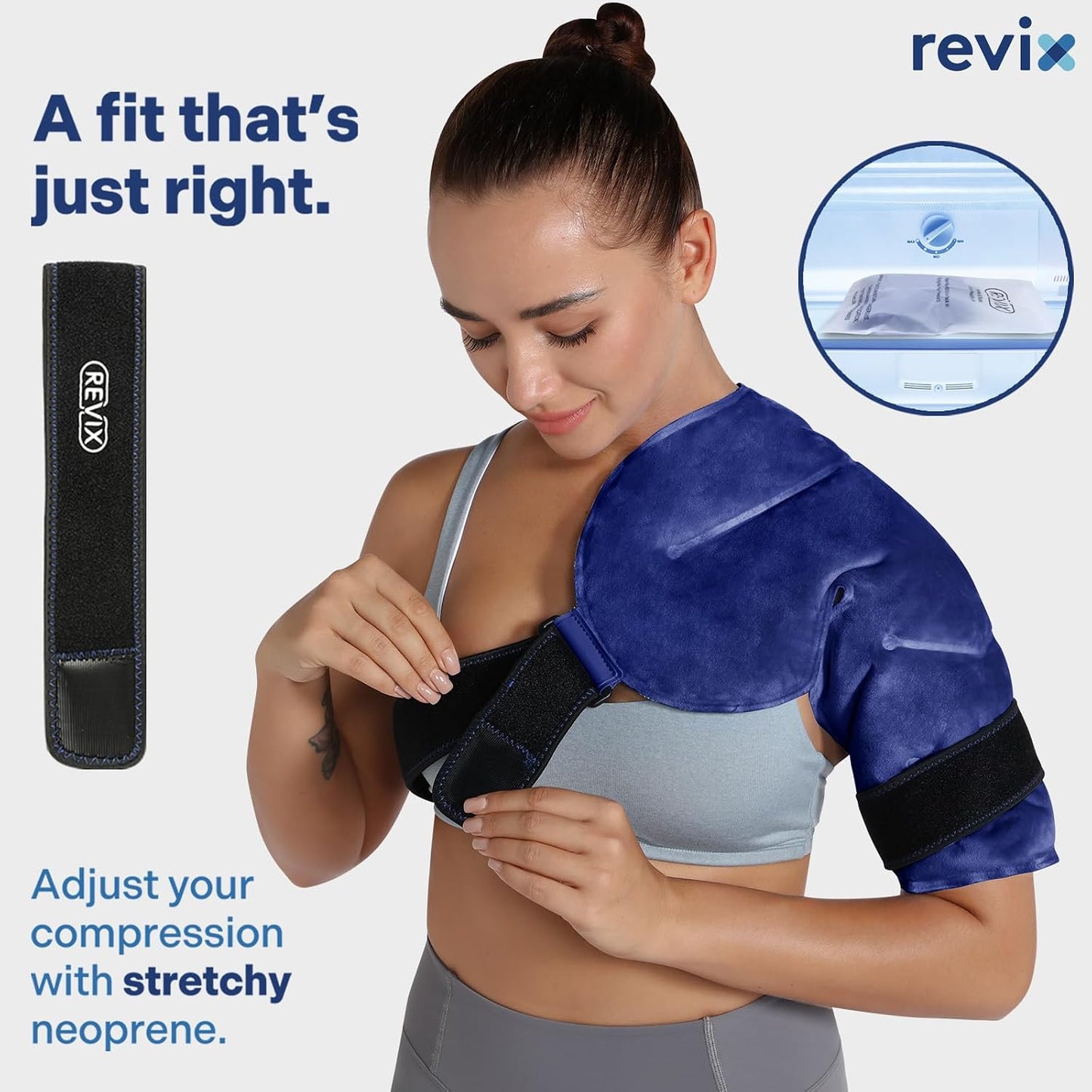 REVIX Shoulder Ice Pack for Rotator Cuff Cold Therapy, Arm Gel Ice Pack for Injuries Reusable, Flexible Cold Compression Wrap for Post-Workout Recovery, Fatigue and Shoulder Discomfort, Blue