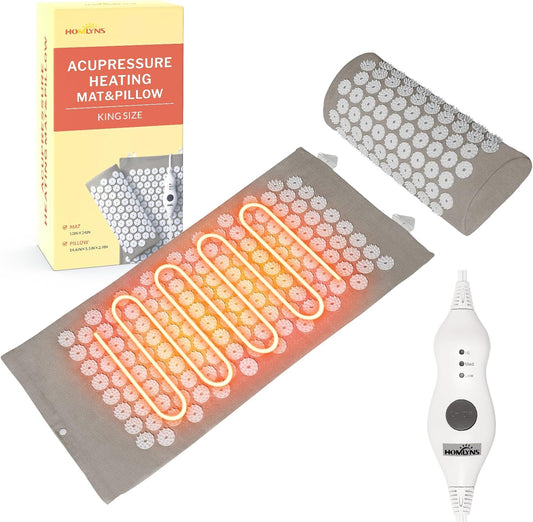 HOMLYNS Heated Acupressure Mat, 3 Heat Levels, 2-Hour Auto-Off