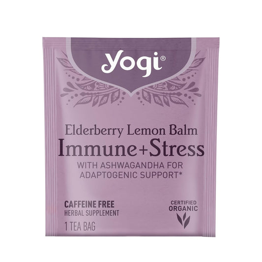 Yogi Elderberry Lemon Stress & Immune Support Tea, 16 Tea Bags (4 Pack)