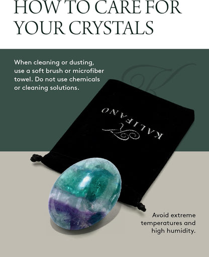 KALIFANO Palm Stone with Healing & Calming Effects - AAA+ Grade High Energy Worry Stone with Information Card - Reiki Crystal Used for Courage (Family Owned and Operated)