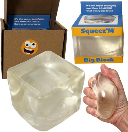 Premium Original Big Block Squeez'M Cube – 35% Larger Than The Standard Squishy Cube, Sensory Fidget Toy for Kids & Adults, Stress Relief, Focus & Play – Durable, Gift-Ready – ASTM Certified 3+
