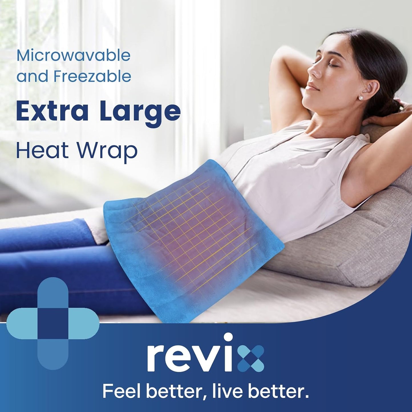 REVIX Extra Large Heating Pad Microwavable for Back with Moist Heat, Microwave Heated Wrap for Full Back, Neck Shoulder and Muscles, Rose Velvet XXL Rice Bean Bag