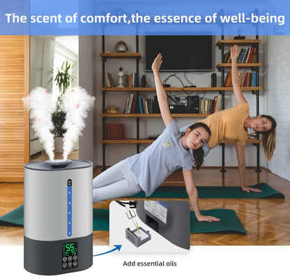 Coolfiqu 6L Humidifiers for Bedroom Large Room Home,Cool and Warm Humidifier for Baby and Plants Hot Mist Top Fill Desk Humidifiers Oil Diffuser,Quiet,Adjustable Mist,360°Nozzle-Black(2026 Upgraded)