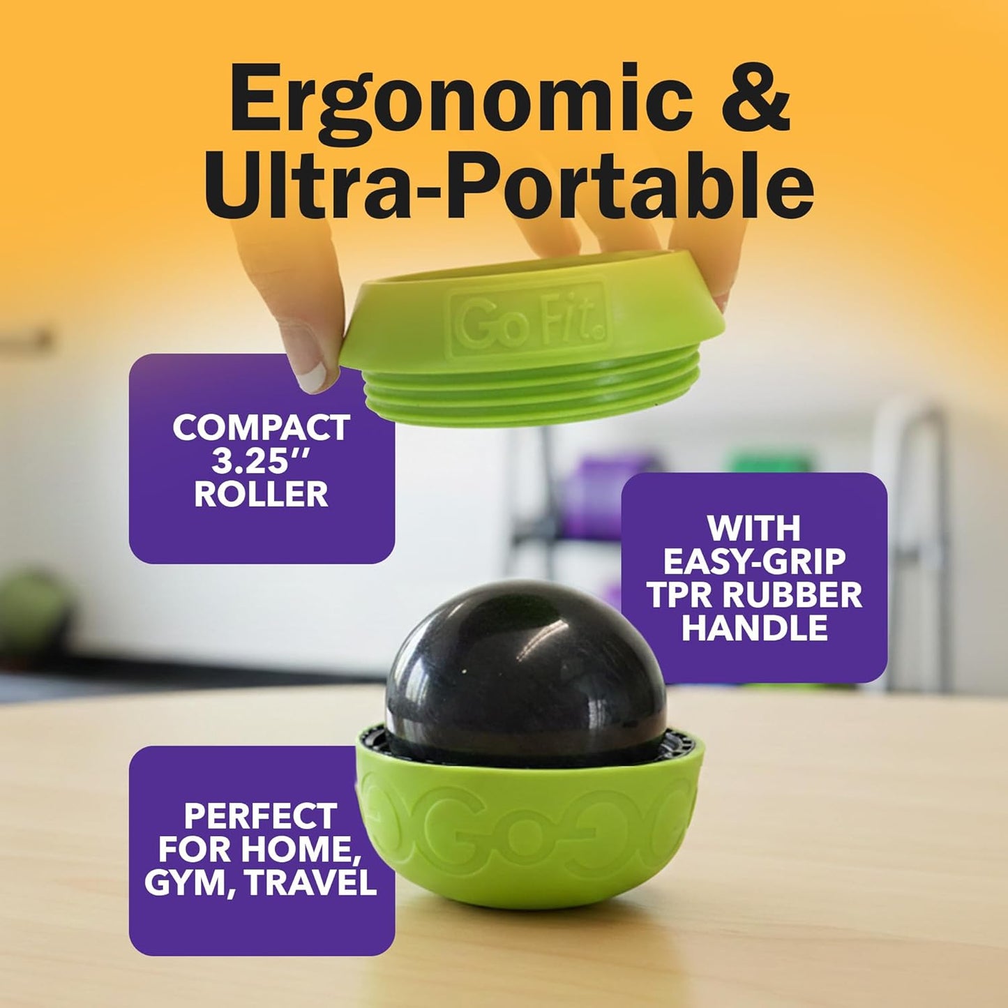GoFit GoBall Trigger Point Massage Ball for Back, Shoulders, Legs and Glutes, 2.7 Inch Handheld Muscle Massage Tool for Targeted Pressure and Self-Massage
