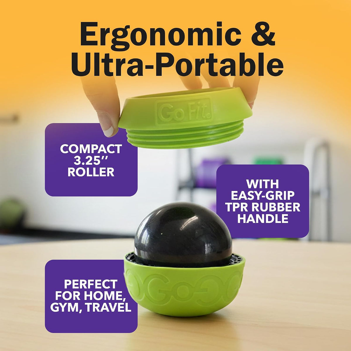 GoFit GoBall Trigger Point Massage Ball for Back, Shoulders, Legs and Glutes, 2.7 Inch Handheld Muscle Massage Tool for Targeted Pressure and Self-Massage