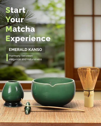 Maestri House Matcha Whisk Set, 7-Pc Complete Matcha Kit with Spouted Ceramic Bowl, Bamboo Whisk and Holder, Scoop, Spoon Rest & Sifter, Tea Cloth – Ideal Gift for Matcha Lovers (Black Stone)