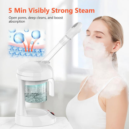 Facial Steamer - TASALON Ozone Face Steamer for Facial, Portable Facial Steamer with Removable Water Tank, Nano Ionic Facial Steamer for Home Salon Spa or Personal Care, White