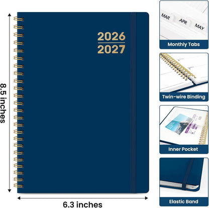 Planner 2026-2027 for Women & Men, Academic Monthly and Weekly Calendar Planner, Jul 2026 - Jun 2027, A5 (6.3" x 8.5"), Teacher Student Planning Book with Tabs, Ideal for Office School Supplies - Pink