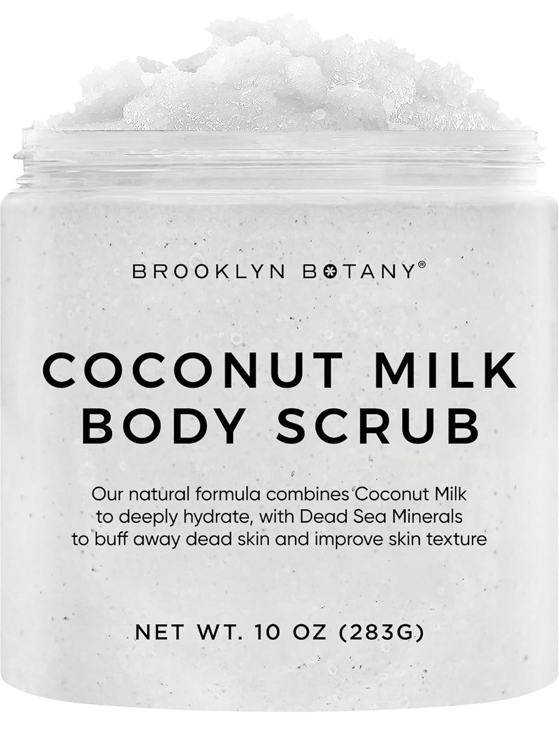 Brooklyn Botany Coconut Milk Body Scrub - Moisturizing and Exfoliating Body, Face, Hand, Foot Scrub - Fights Stretch Marks, Fine Lines, Wrinkles - Great Gifts for Women & Men - 10 oz