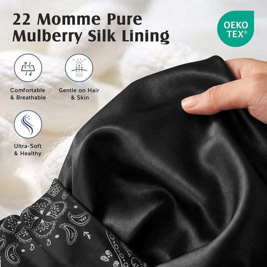 YFONG Silk Lined Bonnet for Sleeping Women Men, 22 Momme Mulberry Sleep Cap