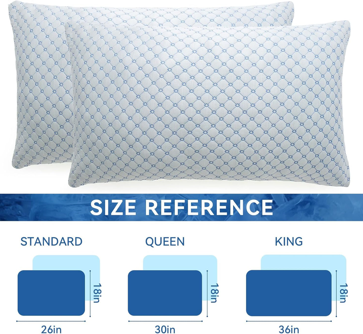 Cooling Bed Pillows for Sleeping Quee Size Set of 2, Shredded Memory Foam Pillows for Bed 2Pack, Adjustable Cool Pillow for Side, Back and Stomach Sleepers Neck Supportive-Queen Size