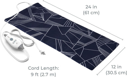 Pure Enrichment PureRelief Express Designer Series Electric Heating Pad - 12” x 15” Fast-Heating with 4 Heat Settings, Machine-Washable Fabric, & 2-Hour Auto Safety Shut-Off - Cerulean Diamond