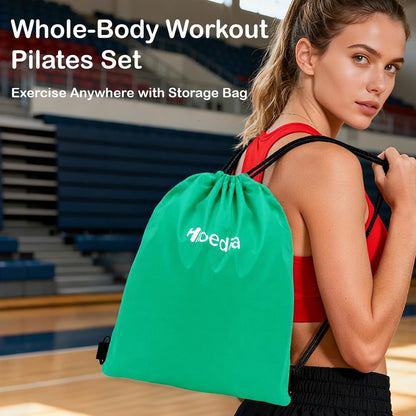 Hoedia Pilates Kit for Women, Pilates Equipment Ring and Ball Set with Resistance Bands, Yoga Strap, Core Sliders, Socks, Bag & Guide for Starter Home Workout Fitness Gym Essentials