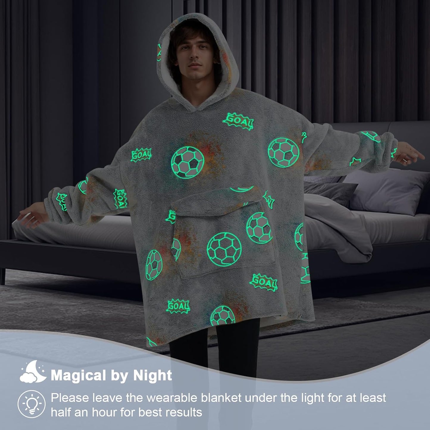 Mewkou Wearable Blanket Hoodie for Adult,Oversized Sherpa Fleece Blanket Hoodie for Women Men,Grey