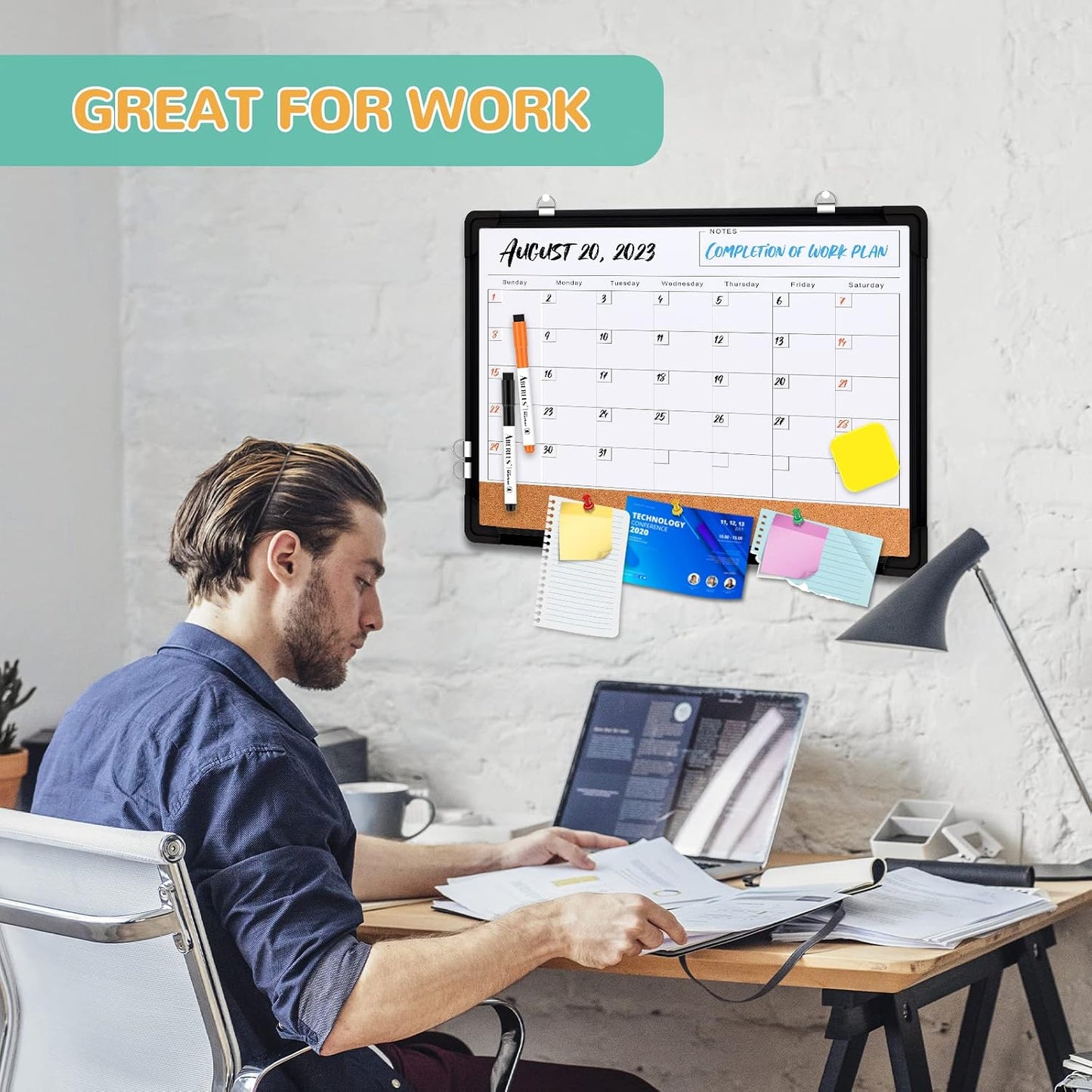 Weekly Calendar Whiteboard for Wall, 16x12 Inches Dry Erase Board, Small Magnetic White Board, Double-Sided Hanging Board for Office School Home Kitchen, Portable Board for Drawing Planning To Do List