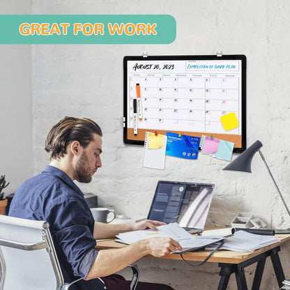 Weekly Calendar Whiteboard for Wall, 16x12 Inches Dry Erase Board, Small Magnetic White Board, Double-Sided Hanging Board for Office School Home Kitchen, Portable Board for Drawing Planning To Do List
