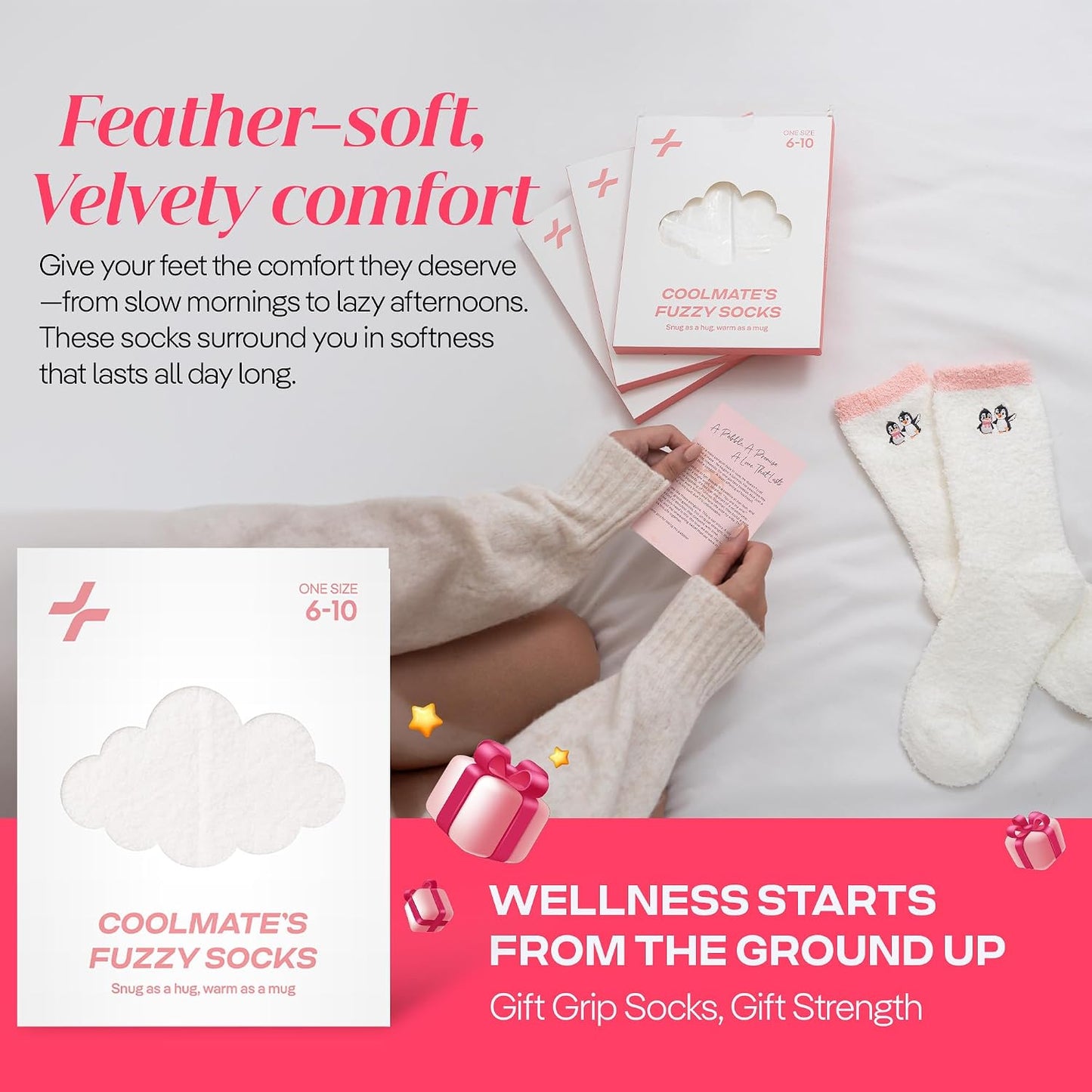 COOLMATE Fuzzy Socks for Women Gift Box – Cozy Soft Cloud Socks for Spa Home, Mother’s Day Gifts for Mom Grandma