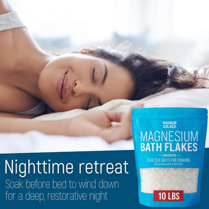 Magnesium Flakes for Bath - Magnesium Chloride Flakes - Dead Sea Salts for Soaking, 10 LBS