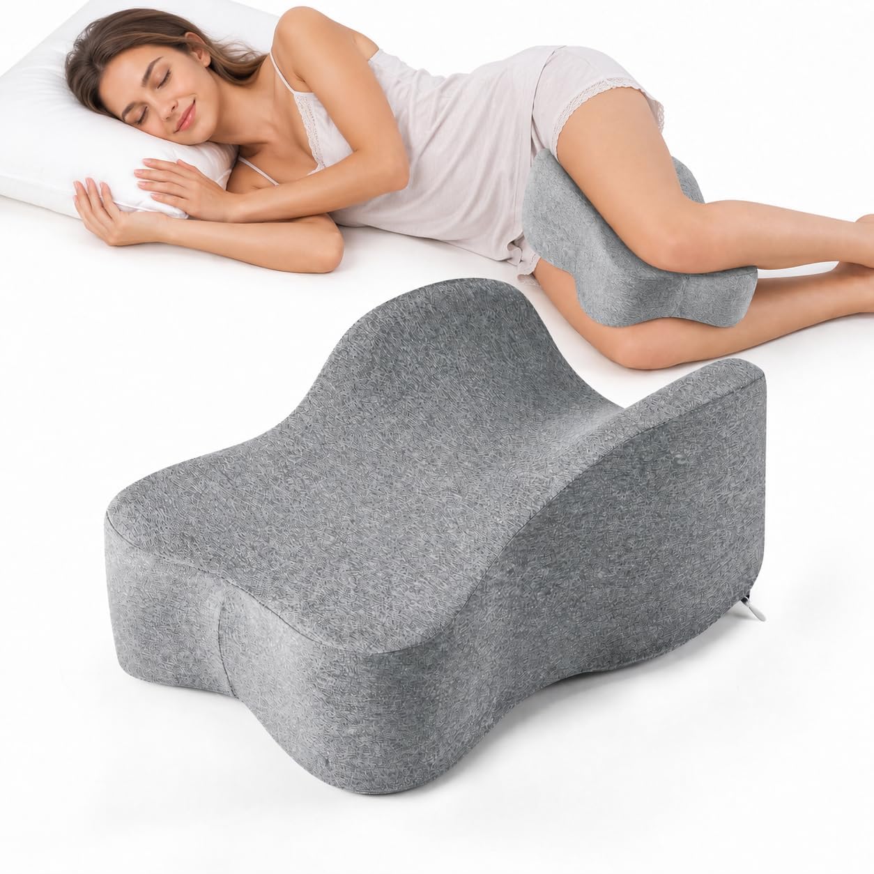 UJPFEO Knee Pillow for Side Sleepers,Leg Pillows for Sciatica,Knees,Hips,Joints Between Legs,Back Pain Relief When Side Sleeping Spine Alignment Support for Knee Surgery Recovery