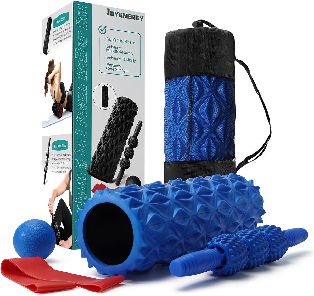 5 in 1 Foam Roller Set High Density Patented Foam Roller for Exercise