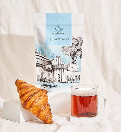 English Breakfast Loose Leaf Black Tea (200+ Servings) - Fresh Harvest - Strong Full Bodied Whole Leaf Assam Black Tea - Farm2Cup from 5th Generation Tea Farm - Bulk Pack - 1 Pound Sealable Pouch