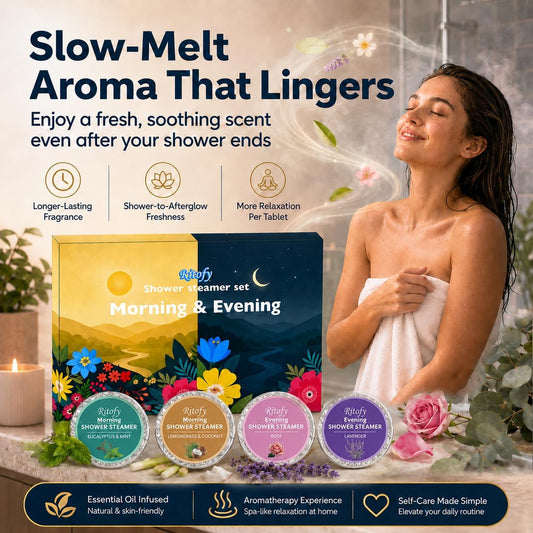 12 Tablets Aromatherapy Shower Steamers, Strong Aroma Shower Bombs Tablets Set, Gift for Women and Men, Long-Lasting Self Care Lavender, Rose, Lemongrass Coconut, Eucalyptus Mint