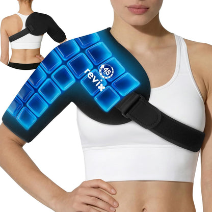 REVIX XL Ice Pack for Shoulder Wrap, 45-Min Long-Lasting Cold Therapy for Rotator Cuff Relief with Ice Grid Gel Design, Extra Large Reusable Ice Packs for Post-Workout Recovery & Soothe Discomfort