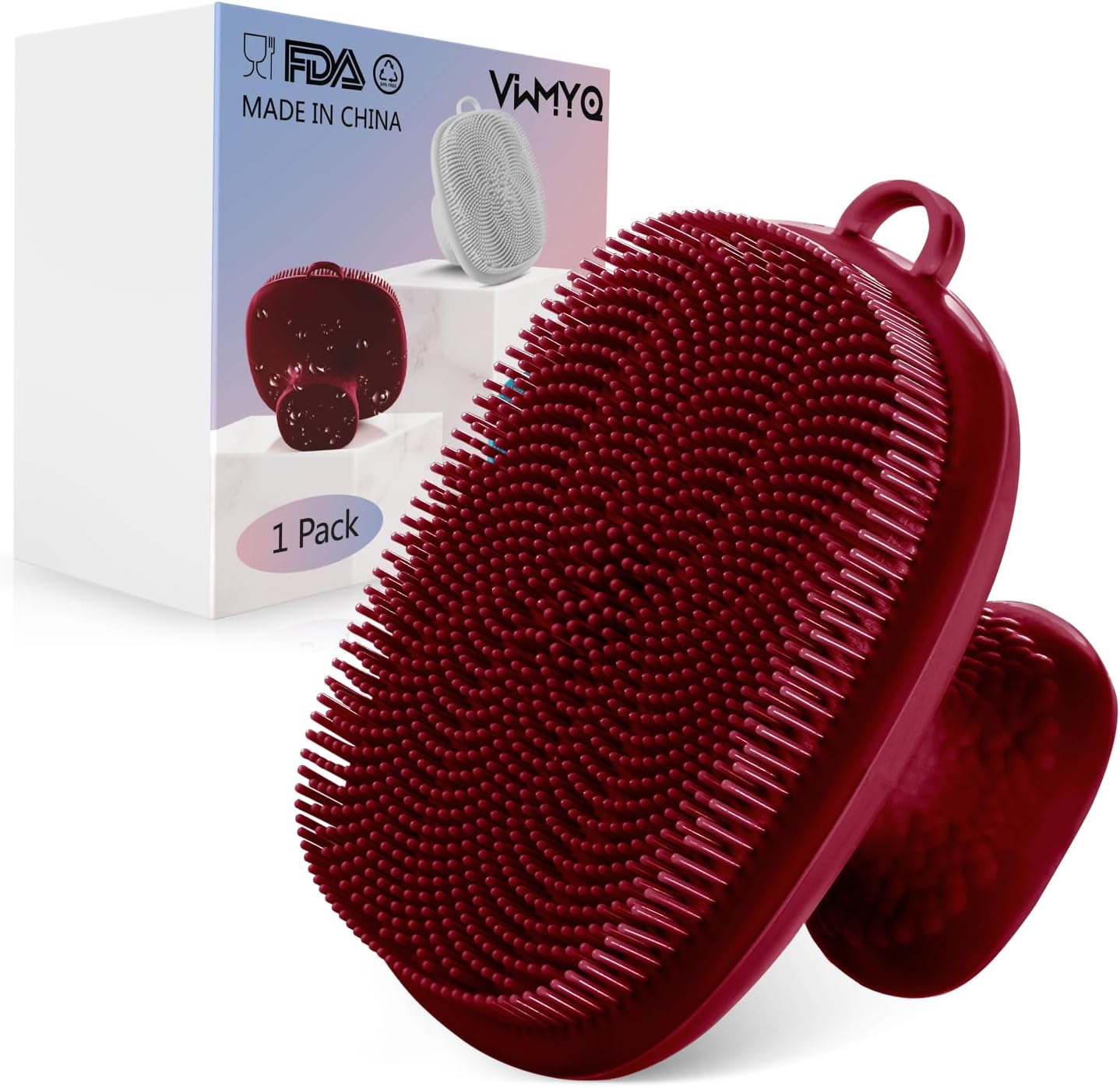 Back Scrubber for Shower & Face Scrubber, 2Pcs Silicone Exfoliating Brush Set with 17In Long Handle, Soft Body & Facial Cleansing Scrubber for Men Women