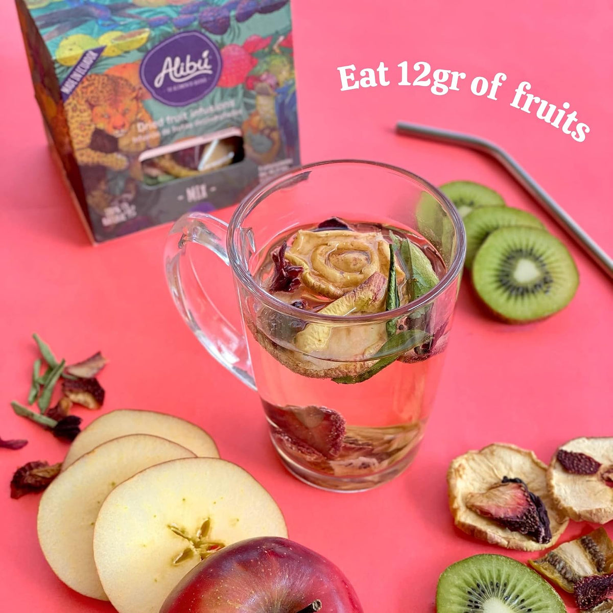 Alibú Dried Fruit Tea Infusions - Variety Pack - Certified Vegan, 100% Natural, Hot or Iced, Caffeine Free, Eat and Drink -.12 oz