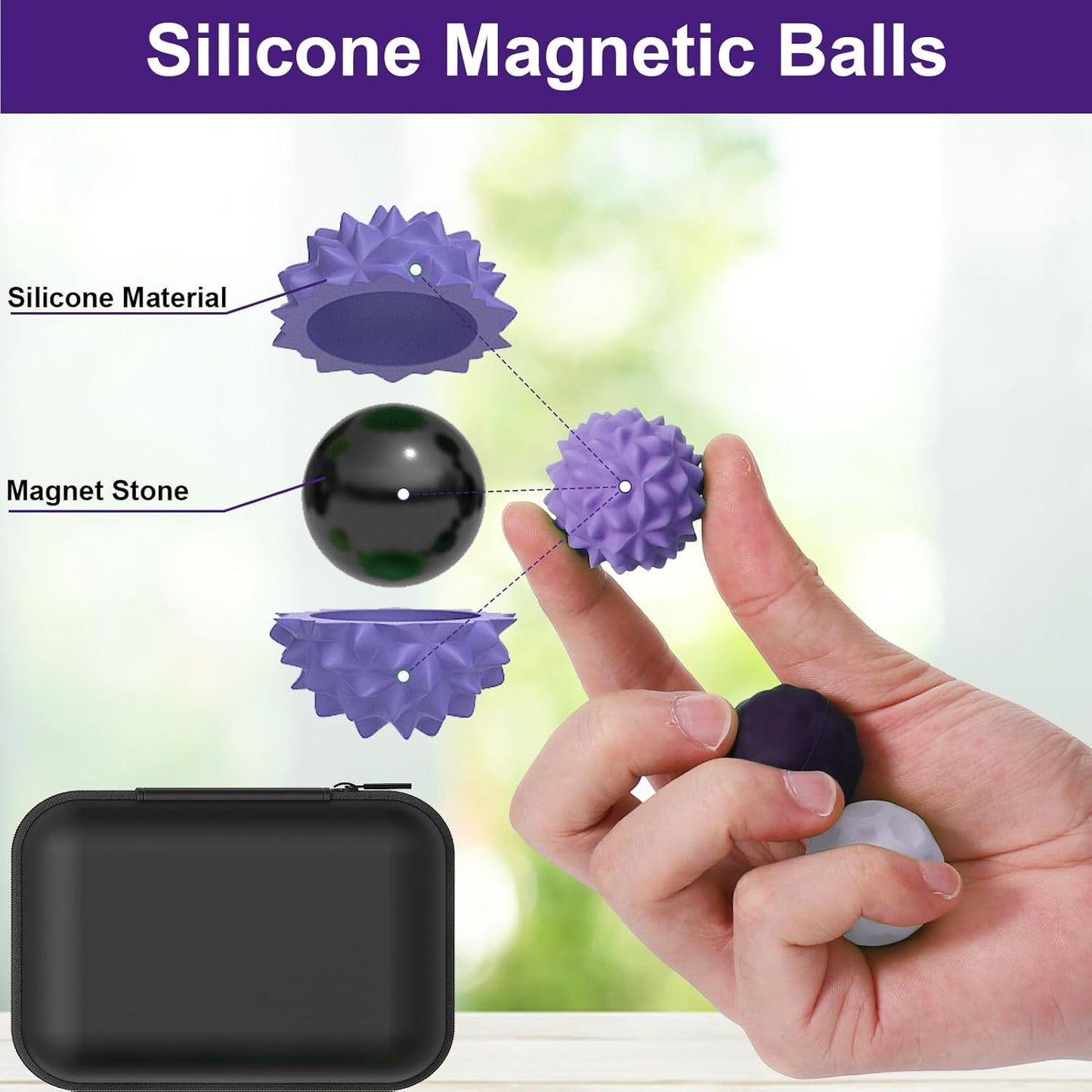 BUSOHA Silicone Fidget Balls - 4 Pack Fidget Toys Adults Sensory Toys Stress Balls for Adults Teens Gifts for Calming,Autism and ADHD Office