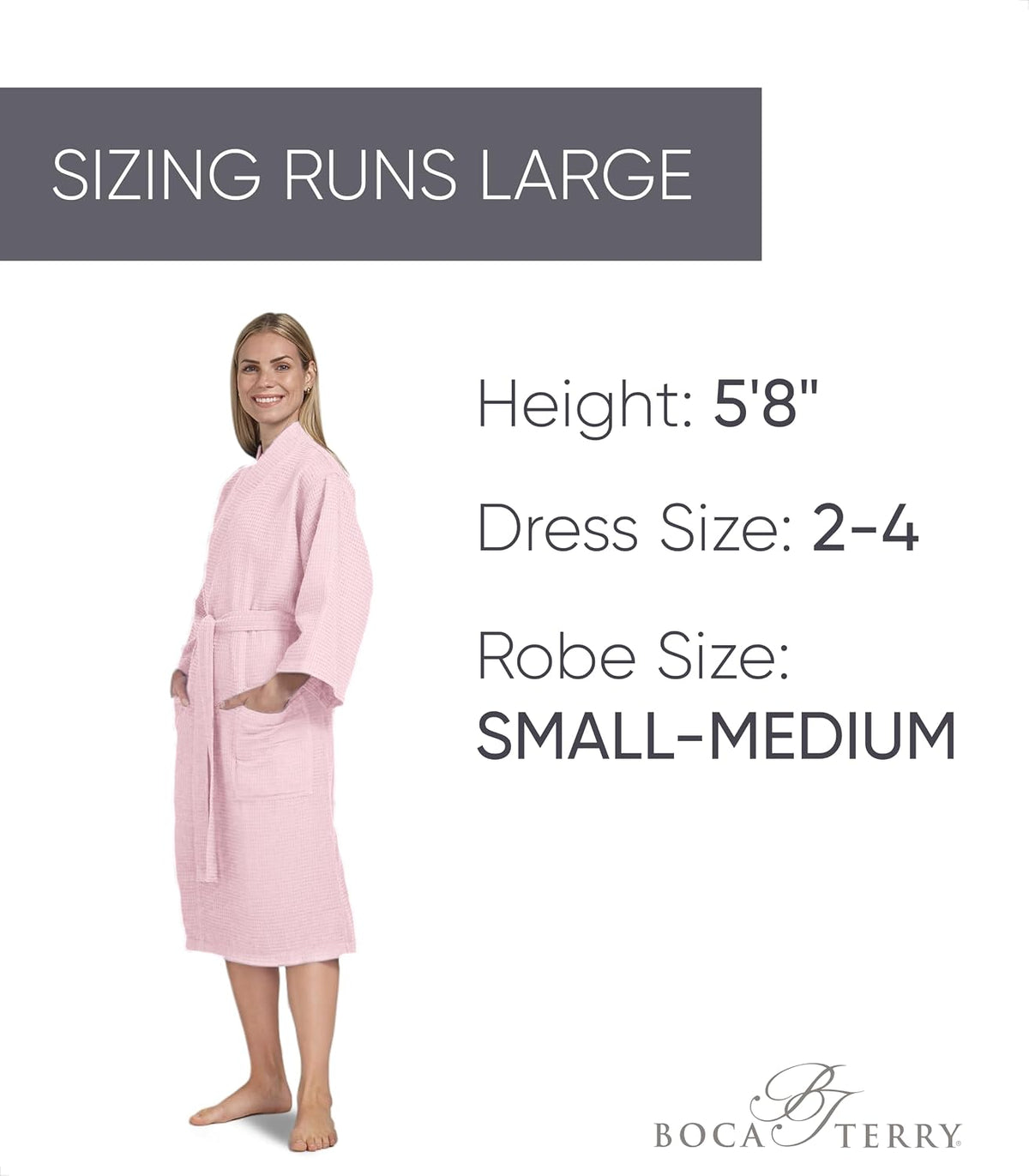 Women’s Waffle Robe by Boca Terry, Kimono Style Lightweight Summer Robe