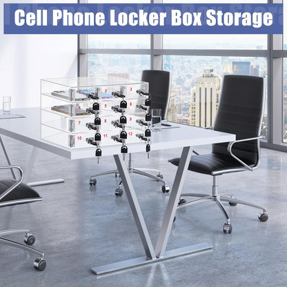 Layhit 20 Slots Cell Phone Locker Box for Classroom Clear Acrylic Cell Phone Storage Cabinet Bin with Door Locks for Classroom School Students Office Factory Employees