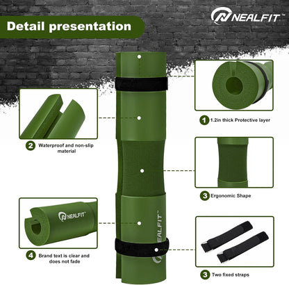 NEALFIT Barbell Pad Squat Pad for Squats—Squat Bar Pad—Great for Weightlifting,Lunges and Hip Thrusts—Foam Sponge Pad—Fit Standard and Olympic Bars Perfectly