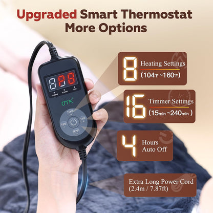 UTK Weighted Heating Pad for Neck and Shoulders and Back, 30s Fast Heat | Premium Faux Rabbit Fur Fabric, 6X Deeper Pain Relief, 8 Heat Settings, 4H Auto Off, Memory Function, 24"x 20", Women Gifts