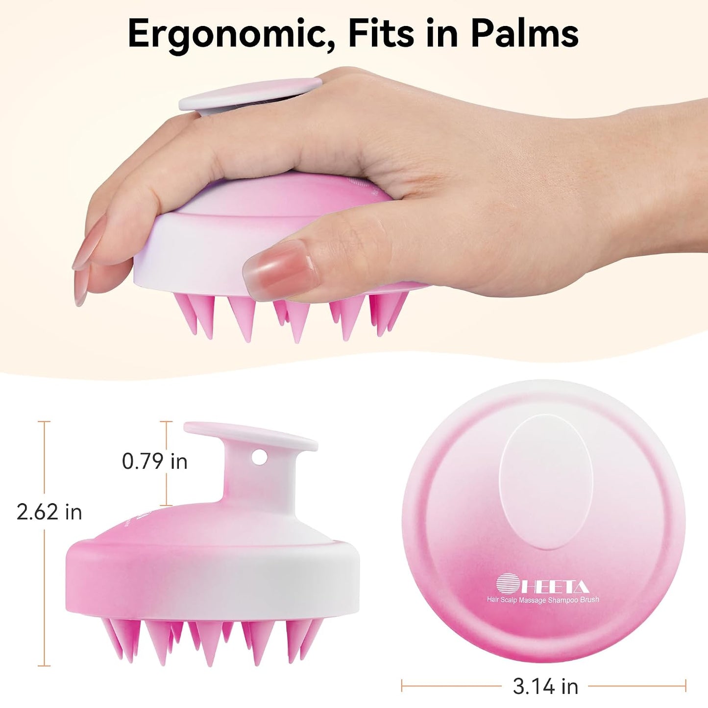 HEETA Scalp Massager Hair Growth, Soft Silicone Scalp Scrubber Shampoo Brush for Exfoliation, Dandruff Removal Head Massage Stress Relax, Wet & Dry Use for Thick Thin Curly Hair Care, Black