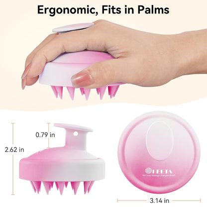HEETA Scalp Massager Hair Growth, Soft Silicone Scalp Scrubber Shampoo Brush for Exfoliation, Dandruff Removal Head Massage Stress Relax, Wet & Dry Use for Thick Thin Curly Hair Care, Black
