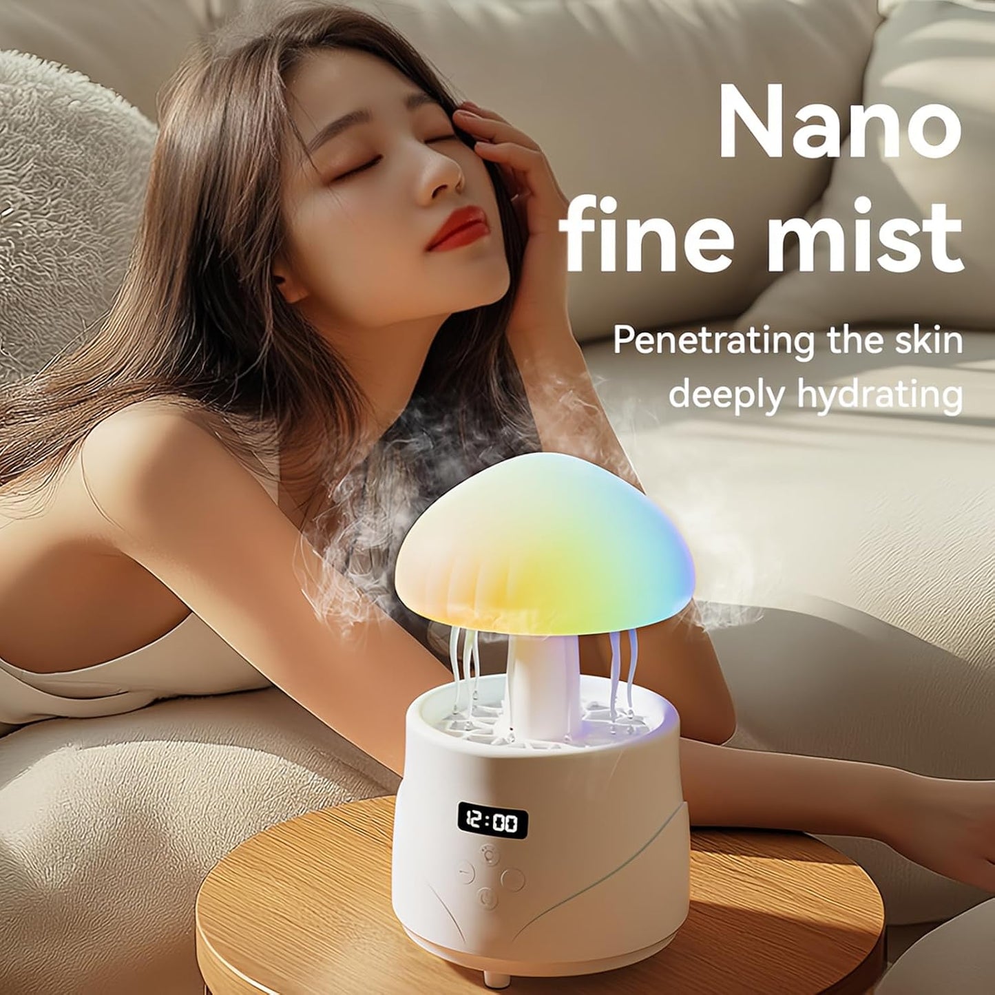 AVEKI Jellyfish Humidifiers for Bedroom with Bluetooth Speaker, 600ml Cute Humidifier Diffuser with Colorful Mood Light & Clock Display, Air Humidifiers for Women, Gifts for Mom (Jellyfish)